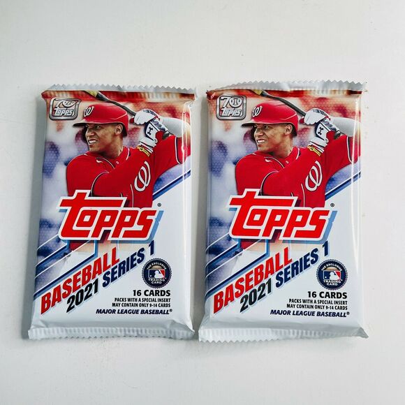 Topps 2021 Series 1 Cello Packs 16 Cards Per Pack! New Release (Lot Of 2) - Picture 1 of 2